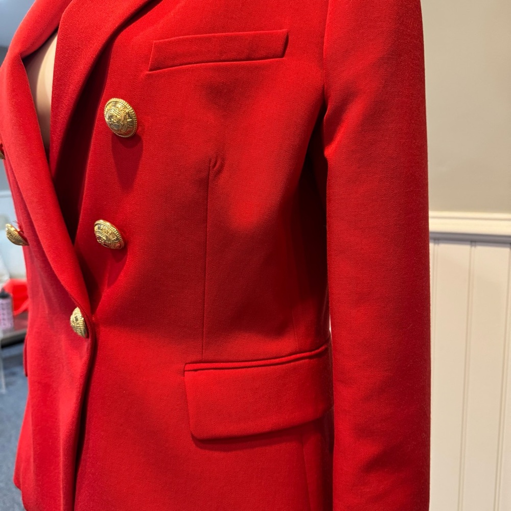 Balmain Red Blazer with Gold Buttons - Picture 7 of 13